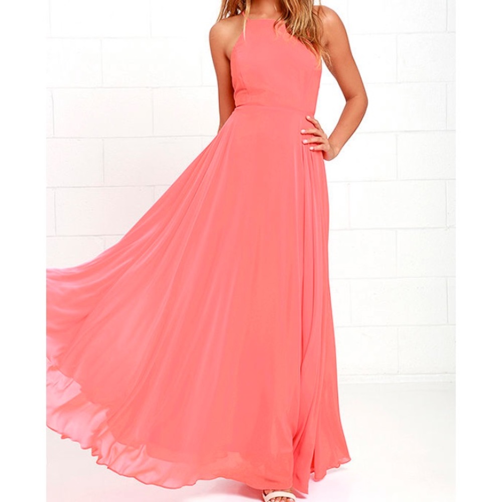 Lulus coral maxi dress - mythical kind of love